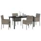 Preview: 5-teiliges Garten-Ess-Set mit Kissen Grau Poly-Rattan