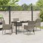 Preview: 5-teiliges Garten-Ess-Set mit Kissen Grau Poly-Rattan
