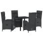 Preview: 5-teiliges Garten-Ess-Set mit Kissen Schwarzes Poly-Rattan