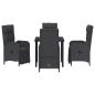 Preview: 5-teiliges Garten-Ess-Set mit Kissen Schwarzes Poly-Rattan