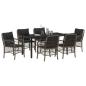 Preview: 7-teiliges Garten-Ess-Set mit Kissen Grau Poly-Rattan