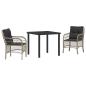 Preview: 3-teiliges Garten Essset mit Kissen Hellgraues Poly-Rattan