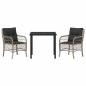 Preview: 3-teiliges Garten Essset mit Kissen Hellgraues Poly-Rattan