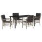 Preview: 5-teiliges Garten-Ess-Set mit Kissen Hellgrau Poly-Rattan