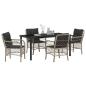 Preview: 5-teiliges Garten-Ess-Set mit Kissen Hellgrau Poly-Rattan