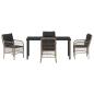 Preview: 5-teiliges Garten-Ess-Set mit Kissen Hellgrau Poly-Rattan