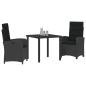 Preview: 3-teiliges Garten-Dining-Set mit Kissen Schwarz Poly-Rattan