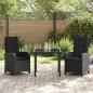 Preview: 3-teiliges Garten-Dining-Set mit Kissen Schwarz Poly-Rattan
