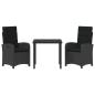 Preview: 3-teiliges Garten-Dining-Set mit Kissen Schwarz Poly-Rattan