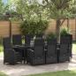 Preview: ARDEBO.de - Garten Essgruppe mit Kissen 9 pcs Schwarz Poly-Rattan