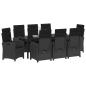 Preview: Garten Essgruppe mit Kissen 9 pcs Schwarz Poly-Rattan