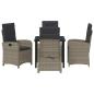 Preview: 5-teiliges Garten-Dining-Set mit Kissen Grau Poly-Rattan