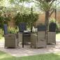 Preview: ARDEBO.de - 5-teiliges Garten-Esszimmer-Set mit Kissen Grau Poly-Rattan