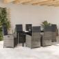 Preview: 7-teiliges Garten-Dining-Set mit Kissen in Grau aus Poly-Rattan