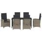 Preview: 7-teiliges Garten-Dining-Set mit Kissen in Grau aus Poly-Rattan