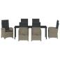 Preview: Garten Essgruppe mit Kissen 7 pcs Grau Poly-Rattan
