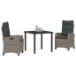 Preview: 3-teilige Garten-Esstischgruppe mit Kissen Grau Poly Rattan