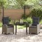 Preview: 3-teilige Garten-Esstischgruppe mit Kissen Grau Poly Rattan