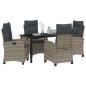 Preview: 5-teiliges Garten-Ess-Set mit Kissen Grau Poly Rattan