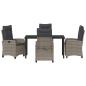 Preview: 5-teiliges Garten-Ess-Set mit Kissen Grau Poly Rattan