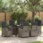 Preview: ARDEBO.de - 7-teiliges Garten-Esszimmer-Set mit Kissen ? Grau ? Poly-Rattan