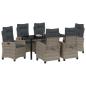 Preview: 7-teiliges Garten-Esszimmer-Set mit Kissen ? Grau ? Poly-Rattan