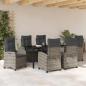 Preview: 7-teiliges Garten-Esszimmer-Set mit Kissen ? Grau ? Poly-Rattan