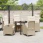 Preview: 5-teiliges Garten-Dining-Set mit Kissen Beige Poly-Rattan