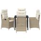 Preview: 5-teiliges Garten-Dining-Set mit Kissen Beige Poly-Rattan