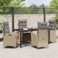 Preview: 5-teiliges Garten-Esszimmer-Set mit Kissen Beige Poly-Rattan