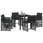 Preview: 5-teiliges Garten-Dining-Set mit Kissen Schwarz Poly-Rattan