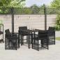 Preview: 5-teiliges Garten-Dining-Set mit Kissen Schwarz Poly-Rattan
