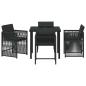 Preview: 5-teiliges Garten-Dining-Set mit Kissen Schwarz Poly-Rattan