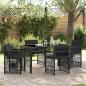 Preview: ARDEBO.de - 5-teiliges Garten-Essset mit Kissen Schwarz Poly Rattan