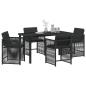 Preview: 5-teiliges Garten-Essset mit Kissen Schwarz Poly Rattan