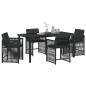 Preview: 5-teiliges Garten-Esszimmer mit Kissen Schwarz Poly-Rattan