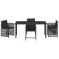 Preview: 5-teiliges Garten-Esszimmer mit Kissen Schwarz Poly-Rattan