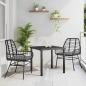 Preview: ARDEBO.de - 3-teiliges Garten-Essset mit Kissen Schwarz Poly Rattan