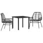 Preview: 3-teiliges Garten-Essset mit Kissen Schwarz Poly Rattan