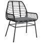 Preview: 3-teiliges Garten-Essset mit Kissen Schwarz Poly Rattan