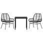 Preview: 3-teiliges Garten-Essset mit Kissen Schwarz Poly Rattan