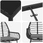 Preview: 3-teiliges Garten-Essset mit Kissen Schwarz Poly Rattan