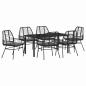 Preview: 7-teiliges Garten-Ess-Set mit Kissen Schwarz Poly-Rattan