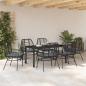 Preview: 7-teiliges Garten-Ess-Set mit Kissen Schwarz Poly-Rattan