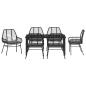 Preview: 7-teiliges Garten-Ess-Set mit Kissen Schwarz Poly-Rattan