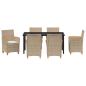 Preview: 7-teiliges Garten-Esszimmer Set mit Kissen Beige Poly-Rattan