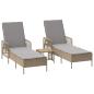 Preview: Sonnenliege Set Set aus 3 Beige PE Rattan, Metall Faltbar