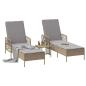 Preview: Sonnenliege Set Set aus 3 Beige PE Rattan, Metall Faltbar