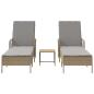 Preview: Sonnenliege Set Set aus 3 Beige PE Rattan, Metall Faltbar