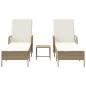 Preview: Sonnenliegen-Set Set von 3 Beige und Cremeweiß PE Rattan, Metall